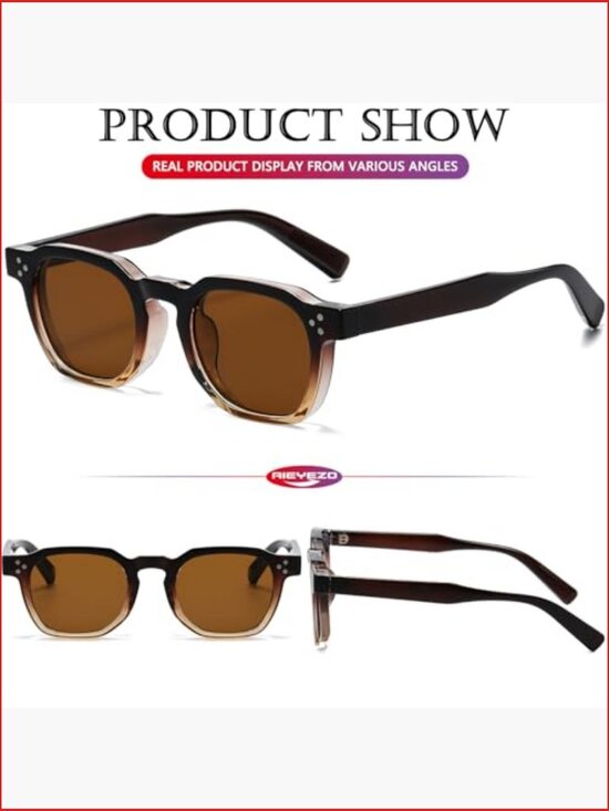 Retro Square Thick Frame Sunglasses UV400 Protection Non-Polarized Composite